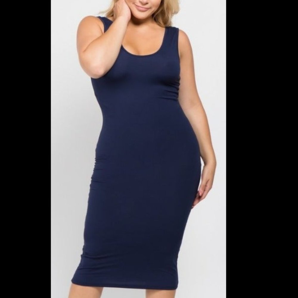 PLUS SIZE NAVY TANK DRESS